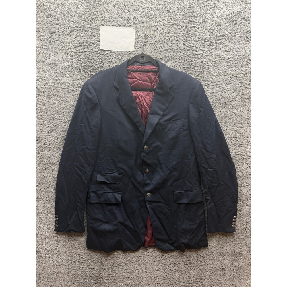 Ermenegildo Zegna Single-Breast Tailored Suit Blazer Jacket Navy Blue Size 52